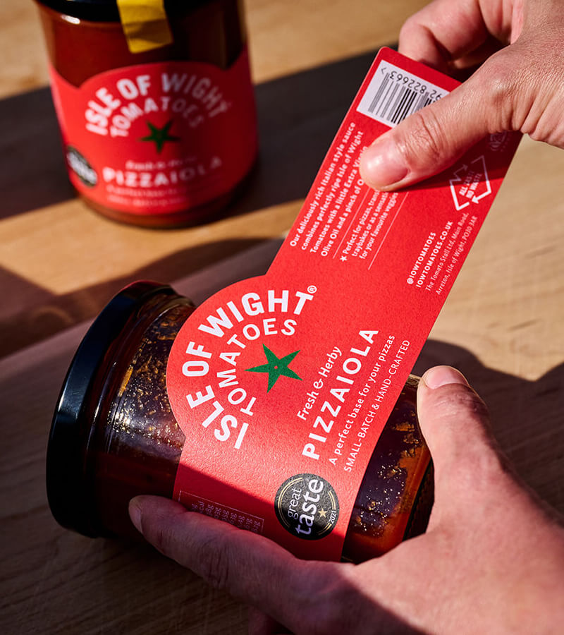 Jar being labeled